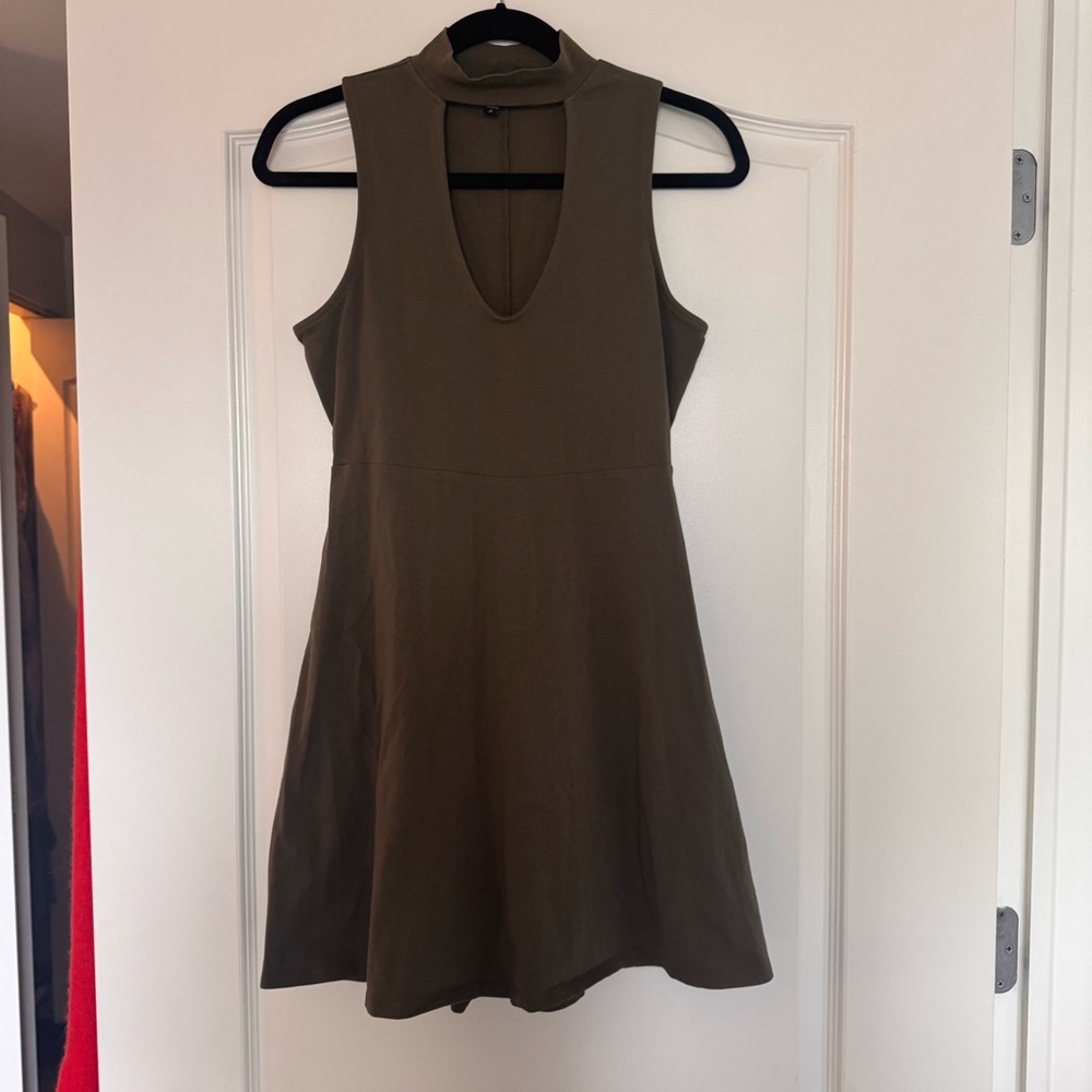 Express Mini Dress Green Cutout